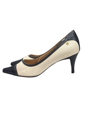 Etienne Aigner Canvas and Leather Pumps